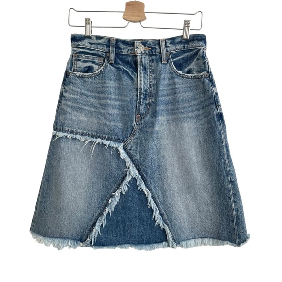 Moussy Dresses & Skirts - Moussy Denim Skirt Fringe Boho Retro Y2K Festival Cowgirl Sz S 2 Fall Patchwork